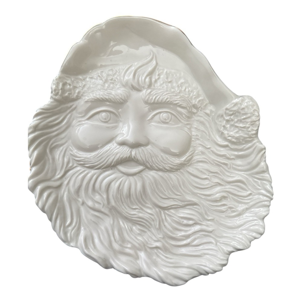 Lefton Santa Face Plate 2000 Distinctively Lefton White Ceramic Christmas Decor